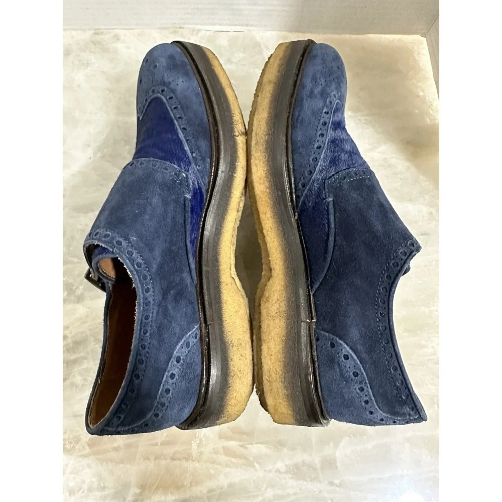Etro Mens Blue Suede Double Monk Strap Shoes UK 41 US 8.5